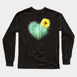 Cactus heart watercolor jellow flower Long Sleeve T-Shirt